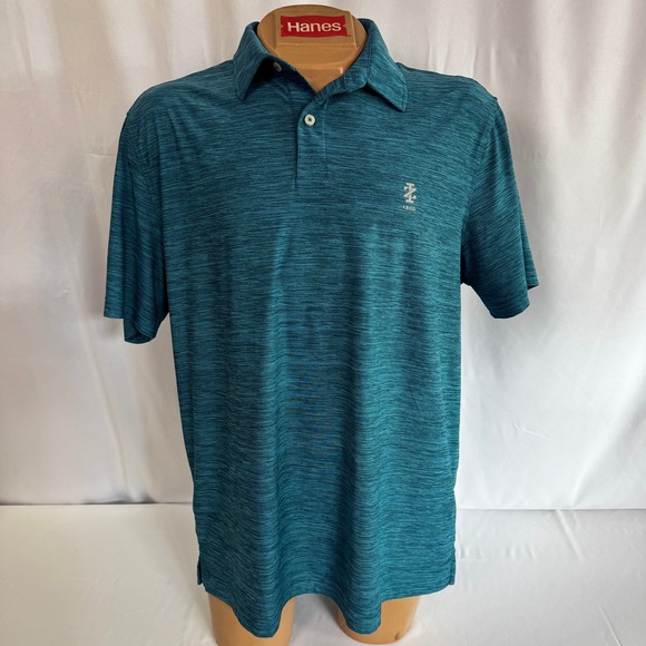 IZOD Golf Polo Shirt Mens Large Teal Blue Stretch Short Sleeve Casual - Picture 1 of 6